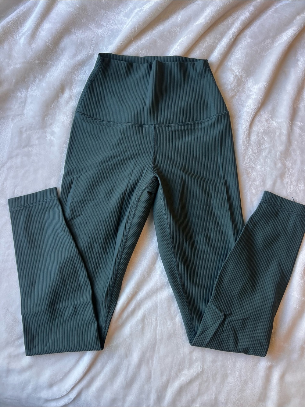 Reflex Ribbed High-Waist Leggings - Teal Green
